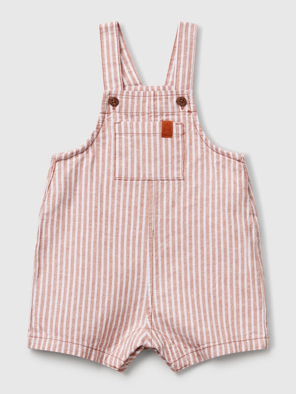 Striped dungarees in linen blend New Born (0-18 months)