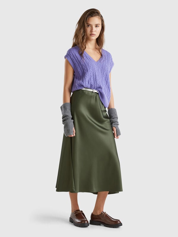 Flowy satin look skirt Women