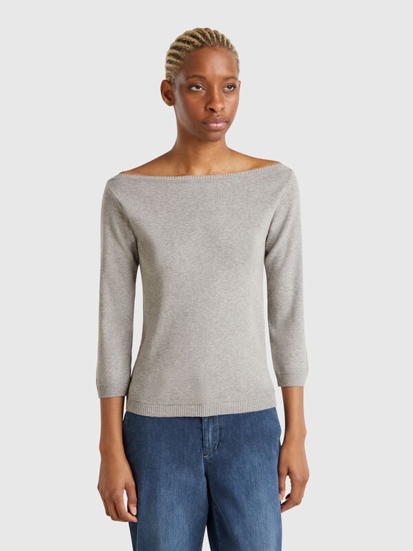 Pulli aus 100% Baumwolle mit Boot-Ausschnitt Damen
