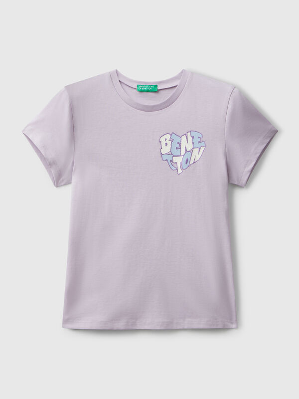 T-Shirt mit Glitzer-Logo Mädchen