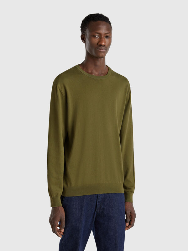 100% cotton crew neck sweater Men