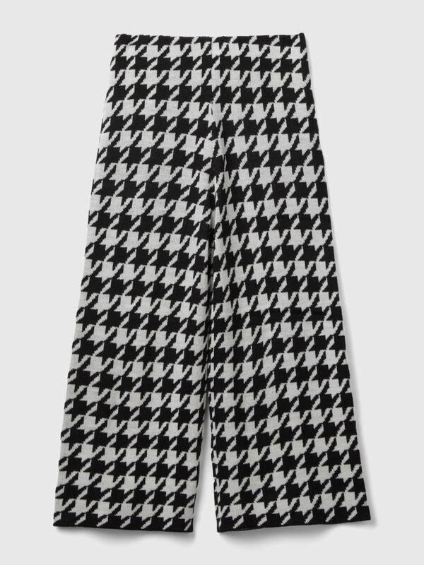 Knit houndstooth trousers