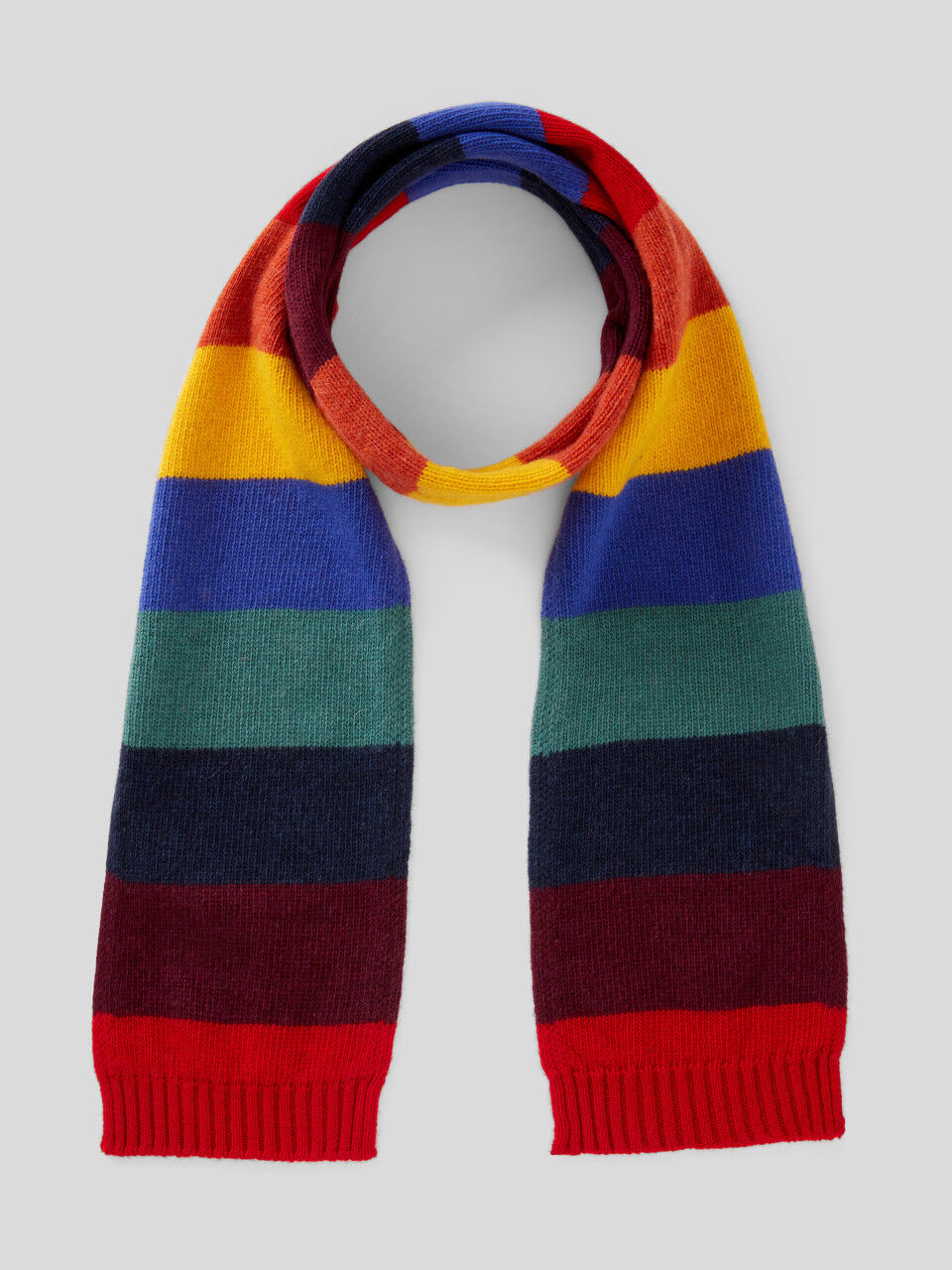 Striped scarf in recycled wool blend