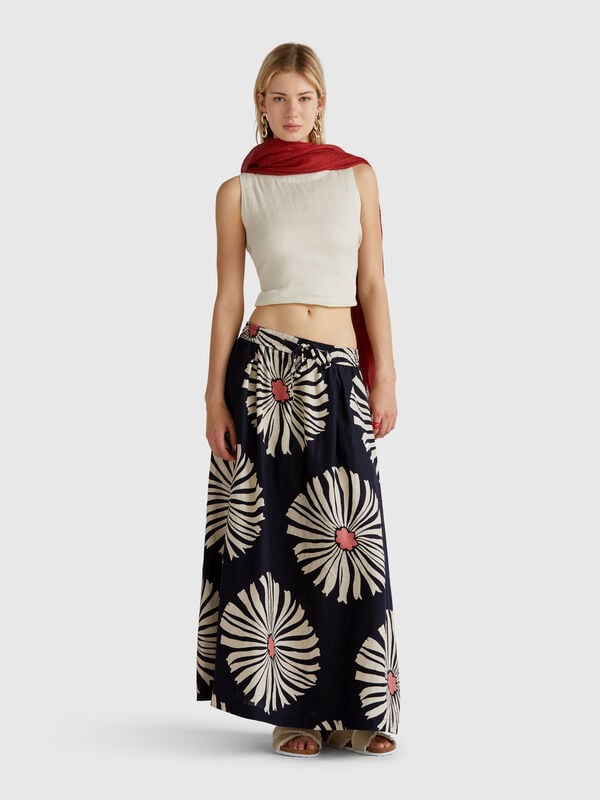 Midirock mit Blumenprint Damen