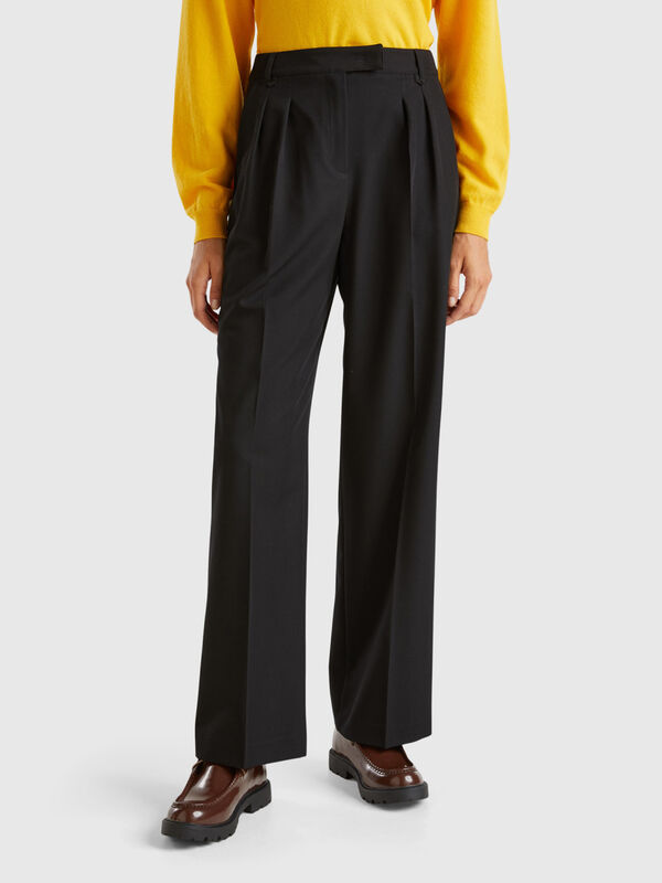 Wide trousers in stretch viscose blend Women