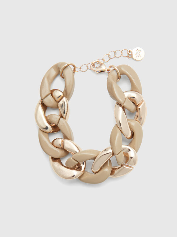 Gold and beige chain bracelet Femme