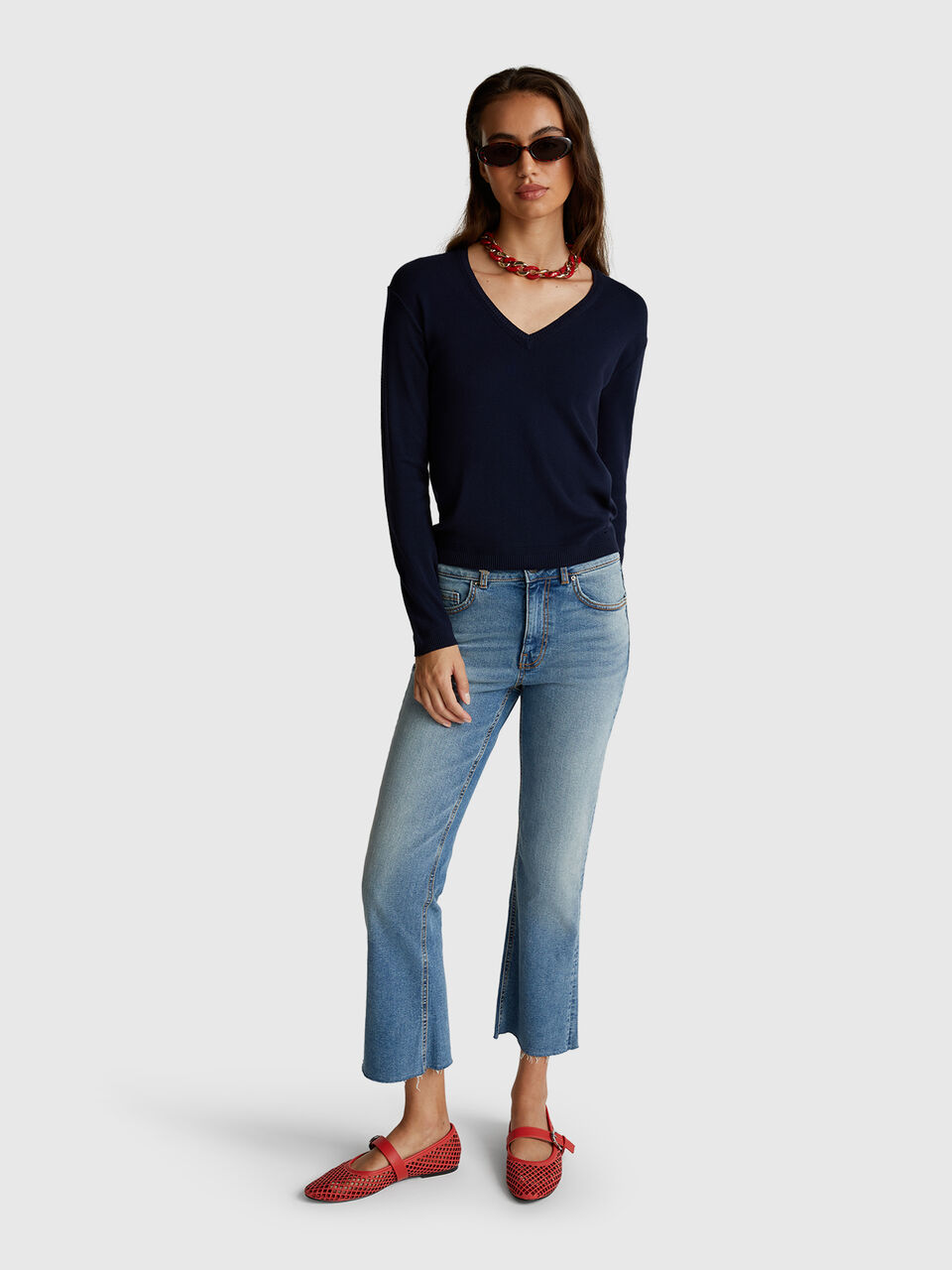 V NECK SWEATER L/S Femme image number null