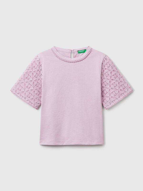 T-shirt avec manche en dentelle Filles