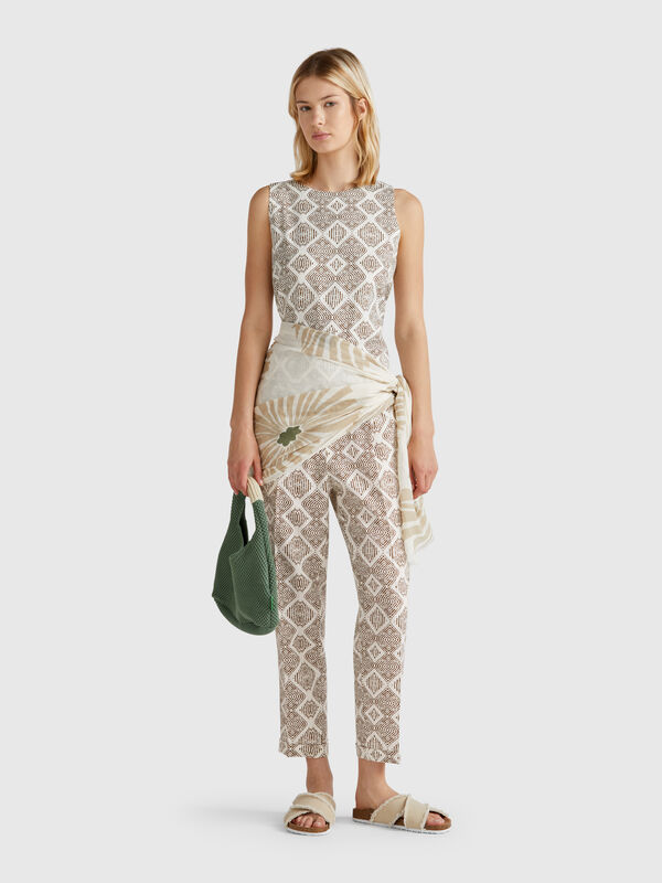 Bedruckte Leinenhose Damen