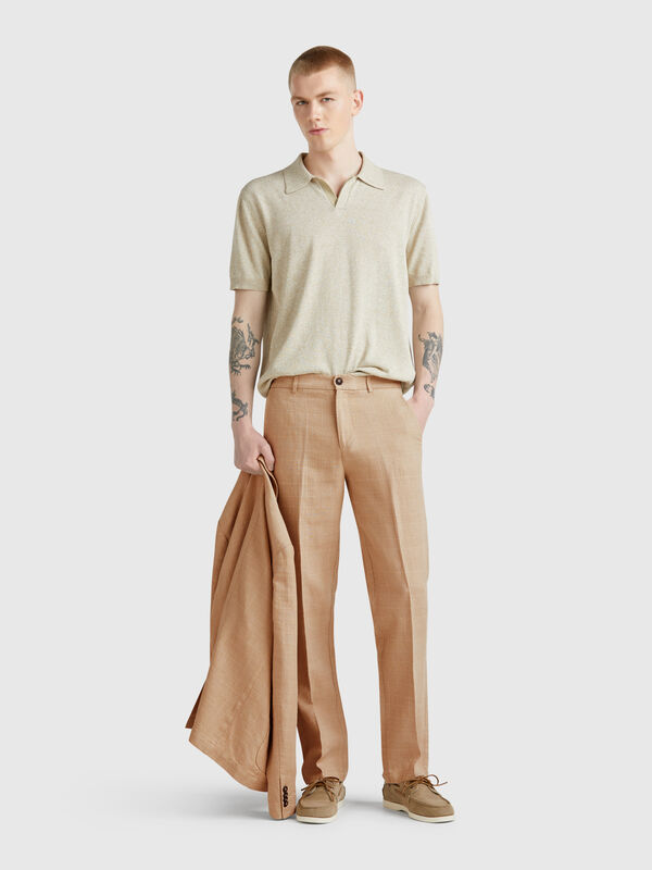 Chino rayé en lin mélangé Homme