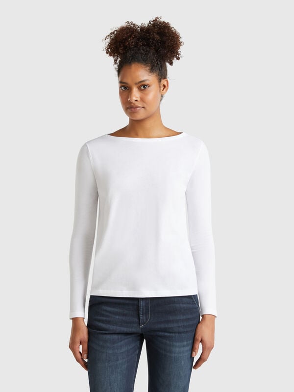 T-shirt col bateau 100% coton Femme