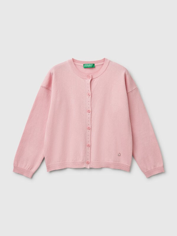 Cardigan à col ras du cou en pur coton Filles