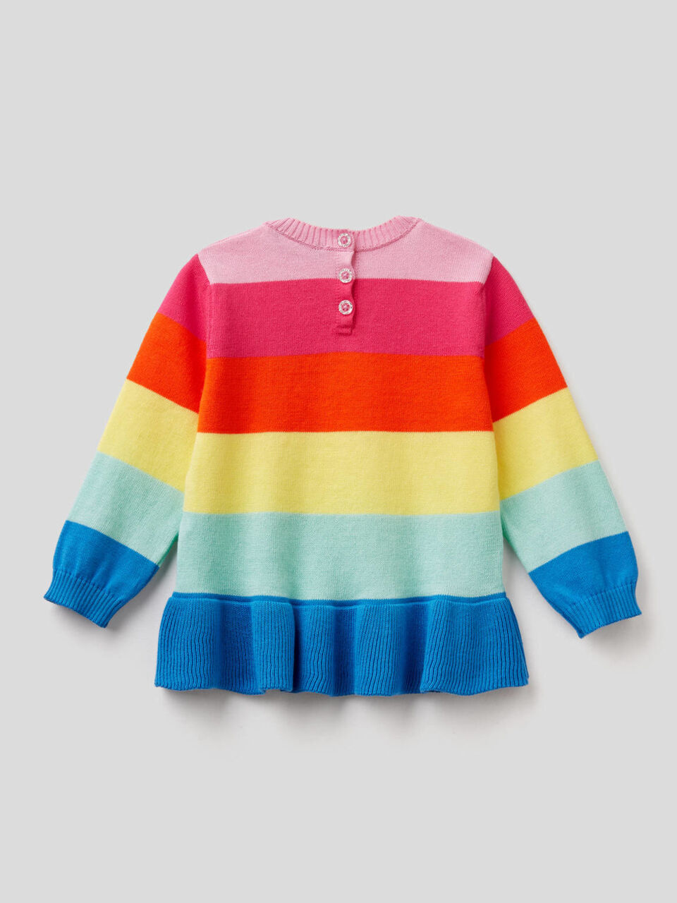 Gestreifter Pullover mit Volant image number 2