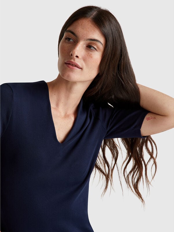 Slim Fit T-Shirt aus langfaseriger Baumwolle Damen