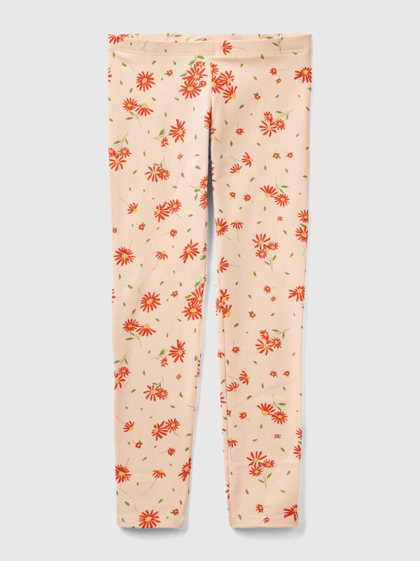 Legging rose pâle à motif floral Filles