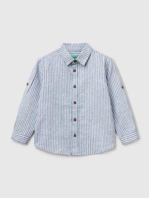 Chemise rayée en lin mélangé Garçon