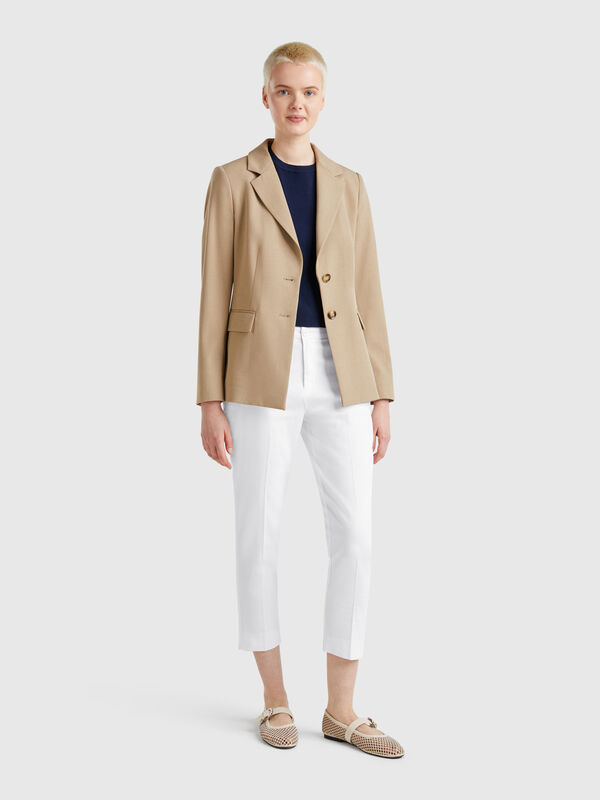 Chino raccourci en coton stretch Femme