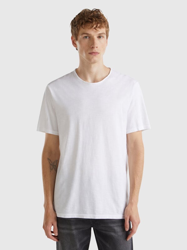 T-Shirt in Weiß aus geflammter Baumwolle Herren