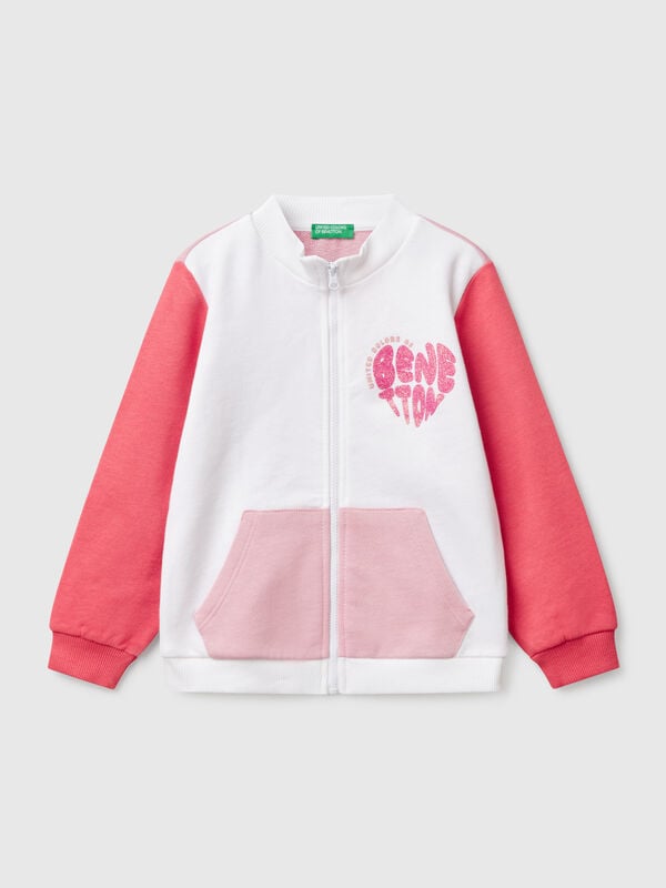 Sweatshirt mit Reißverschluss aus Baumwolle Mädchen