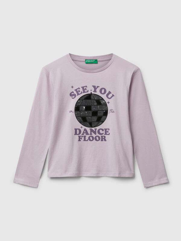 T-Shirt aus Baumwolle mit Pailletten Mädchen