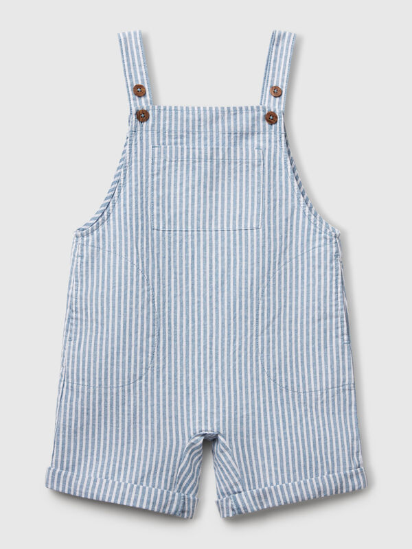 Gestreifte Latzhose aus Leinenmischung Jungen