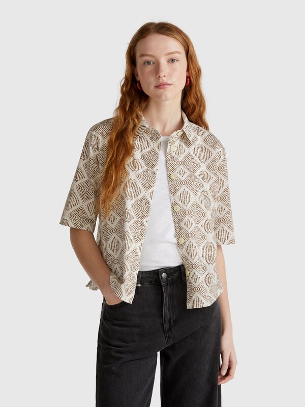 Chemise à motifs en coton léger Femme