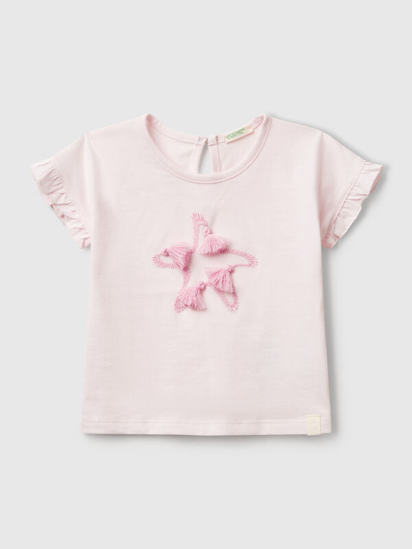 T-shirt avec broderie et pompons Naissancede