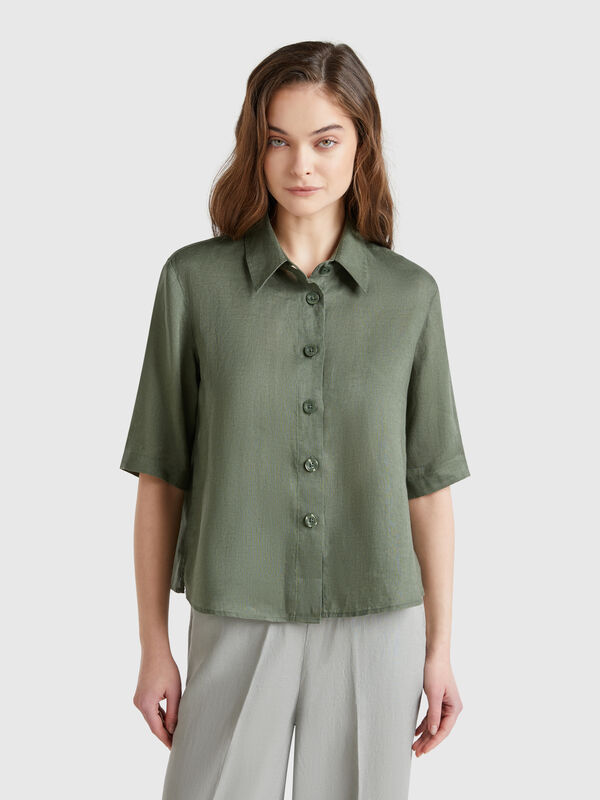 Short shirt in pure linen Women