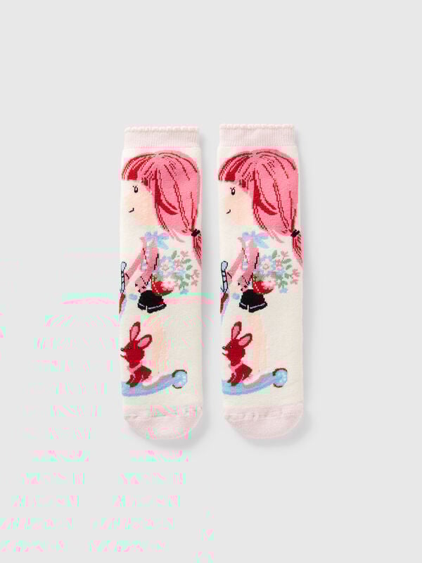 White non-slip socks with doll inlay Junior Boy