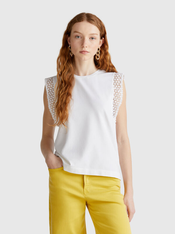 Top sans manches avec macramé Femme