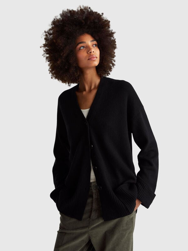 Oversized fit cardigan in wool blend Women