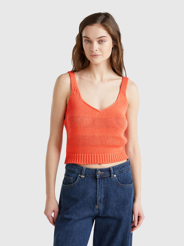 Gestricktes Tanktop aus 100 % Baumwolle Damen
