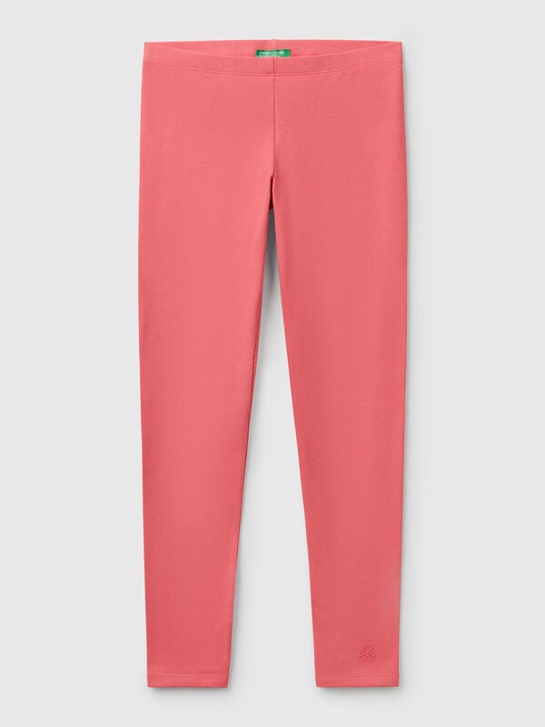 Leggings aus Stretch-Baumwolle mit Logo Mädchen