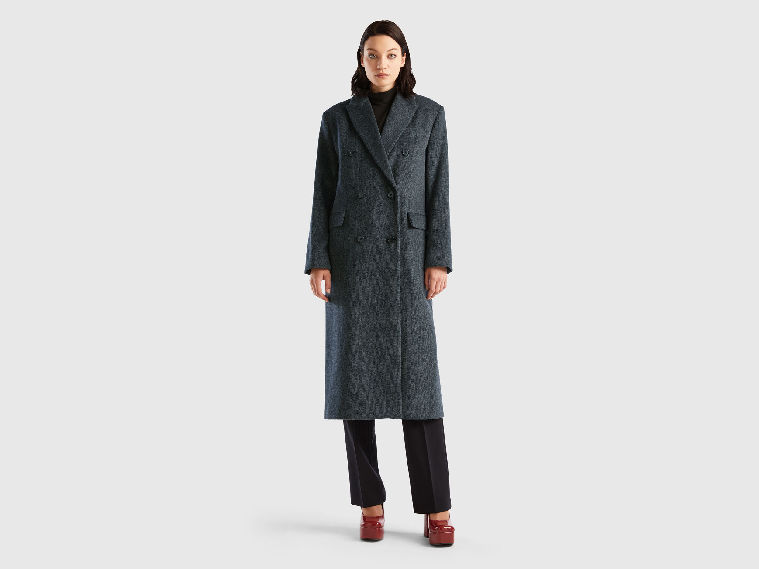 Long coat double breasted on sale