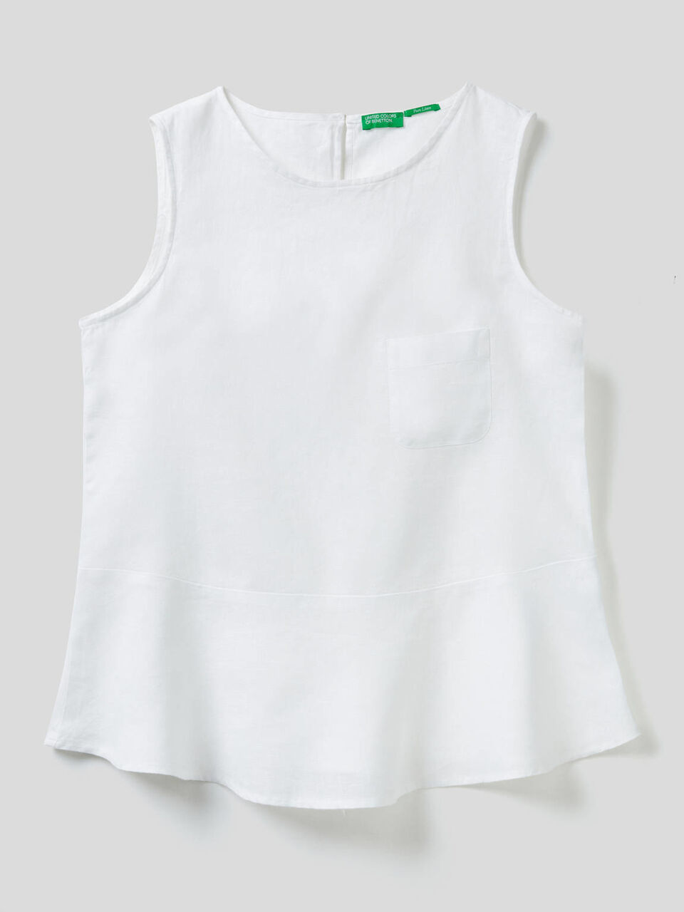 Sleeveless blouse in pure linen image number 1