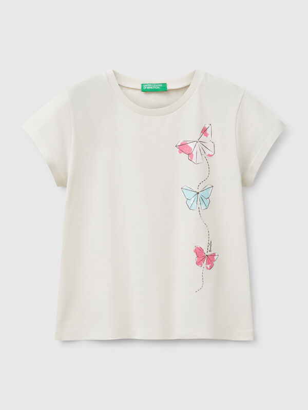 T-shirt en coton à paillettes Filles