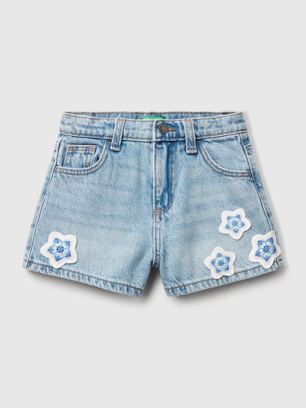 Shorts with macramé flowers Junior Girl