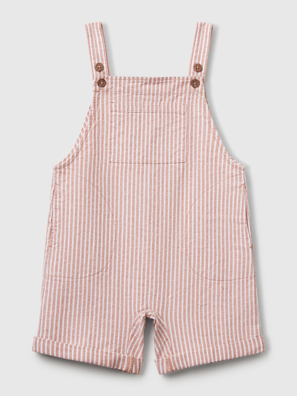 Gestreifte Latzhose aus Leinenmischung Jungen