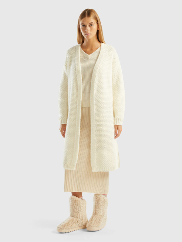 Open cardigan in alpaca and wool blend