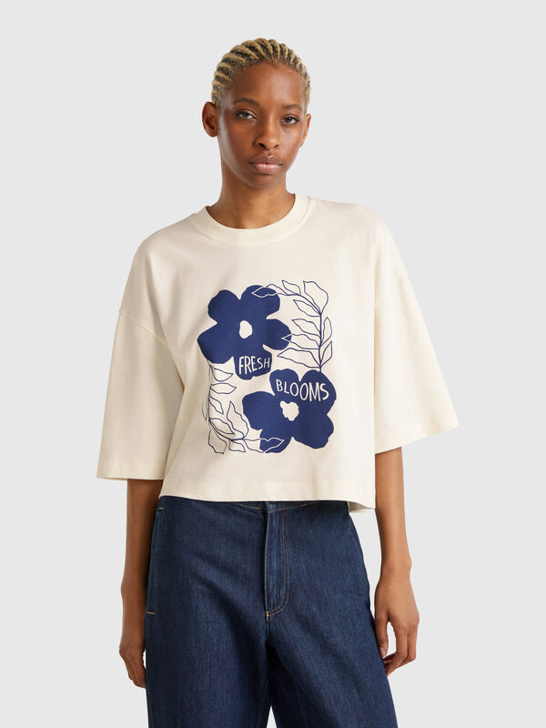 T-Shirt mit Blumendruck Damen