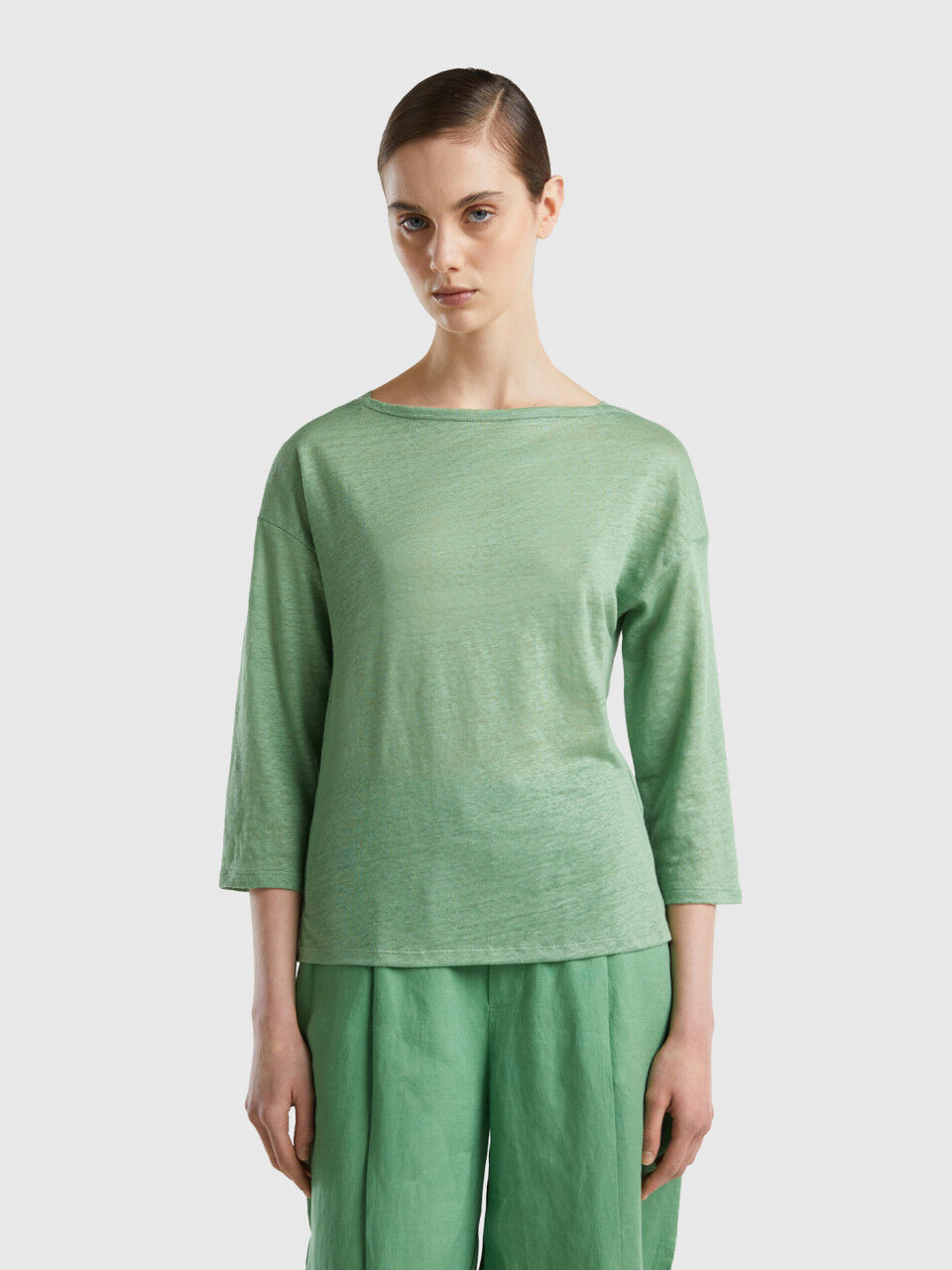 3/4 sleeve t-shirt in 100% linen