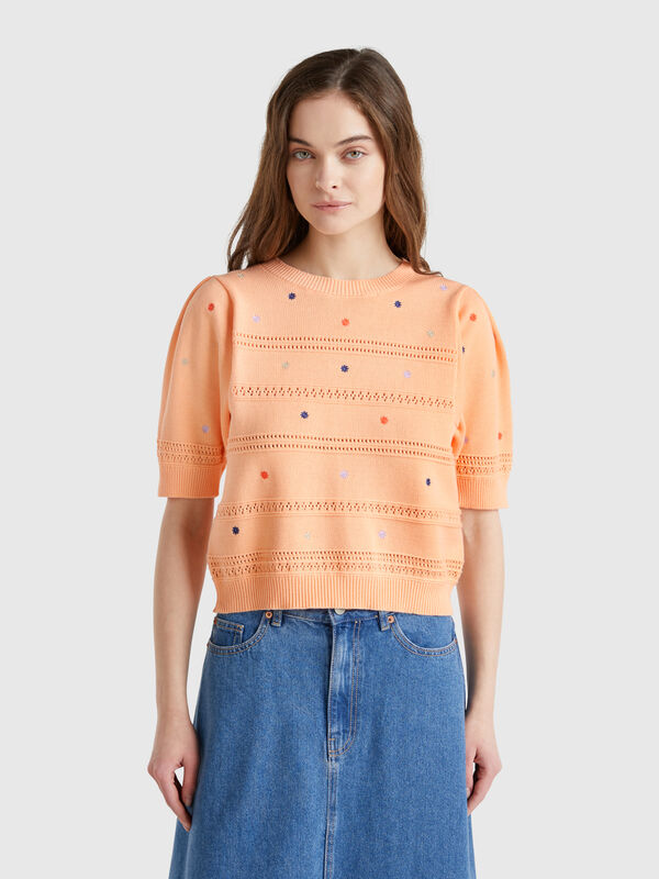 Pull à fleurs brodées Femme