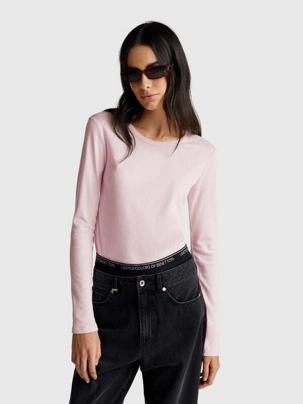 T-shirt à manches longues 100 % coton Femme