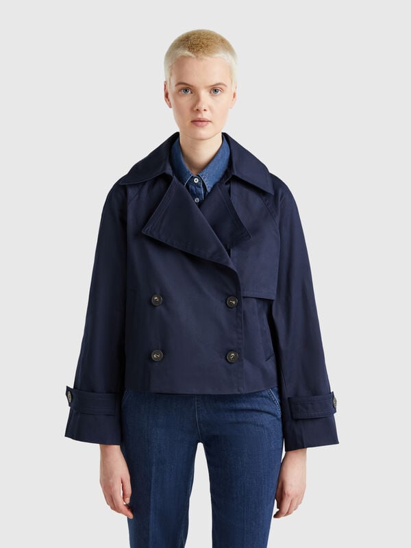 Trench court à double boutonnage Femme