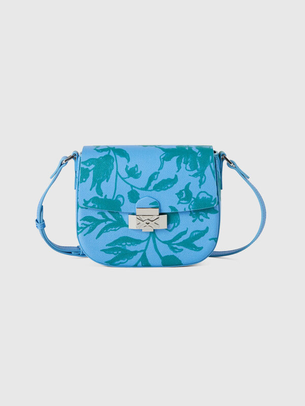 Tasche in Hellblau mit Blumendruck Damen