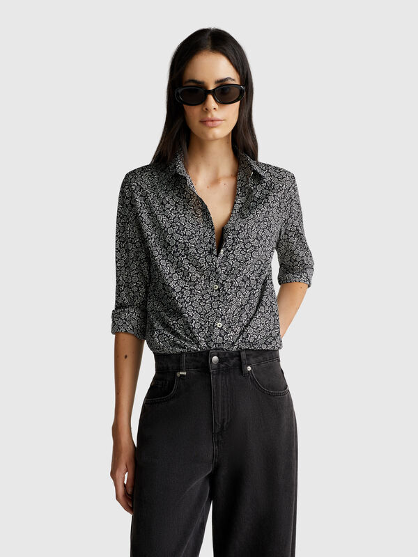 Chemise à motifs en coton léger Femme