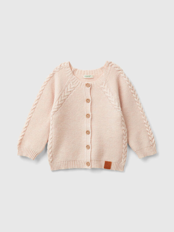 Cardigan mit Zopfmuster aus recycelter Wollmischung Newborn