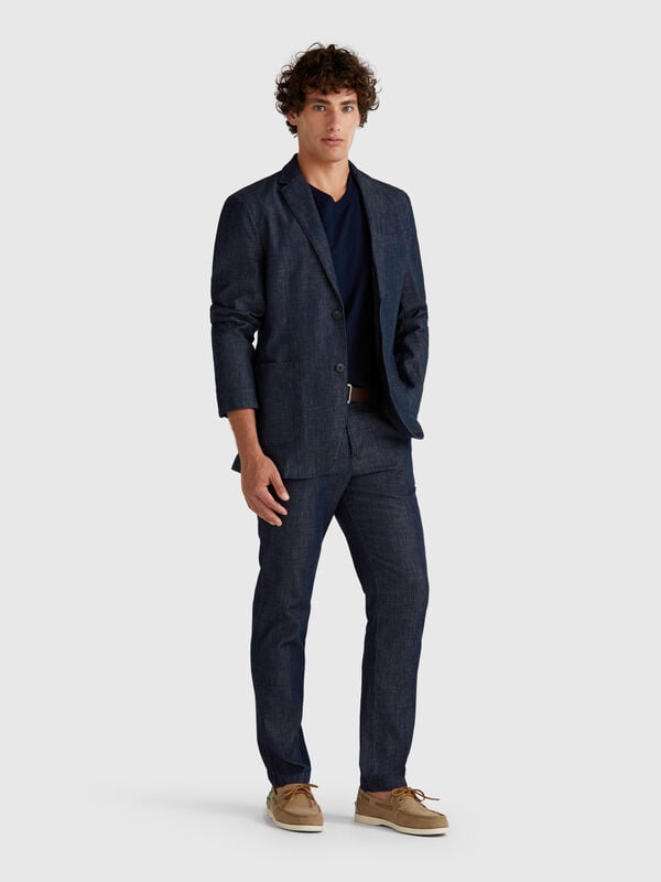 Chino coupe slim en chambray Homme