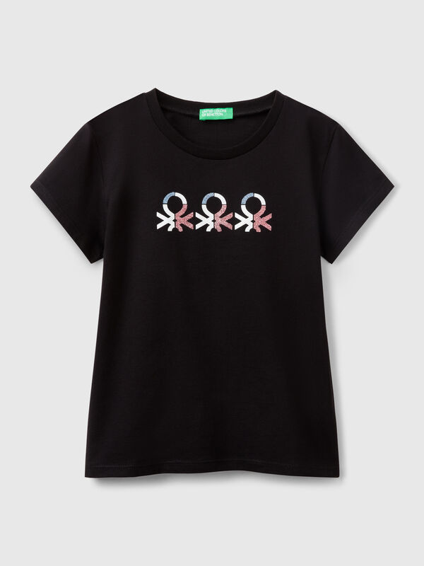 Glitzer-Logo-T-Shirt aus Baumwolle Mädchen