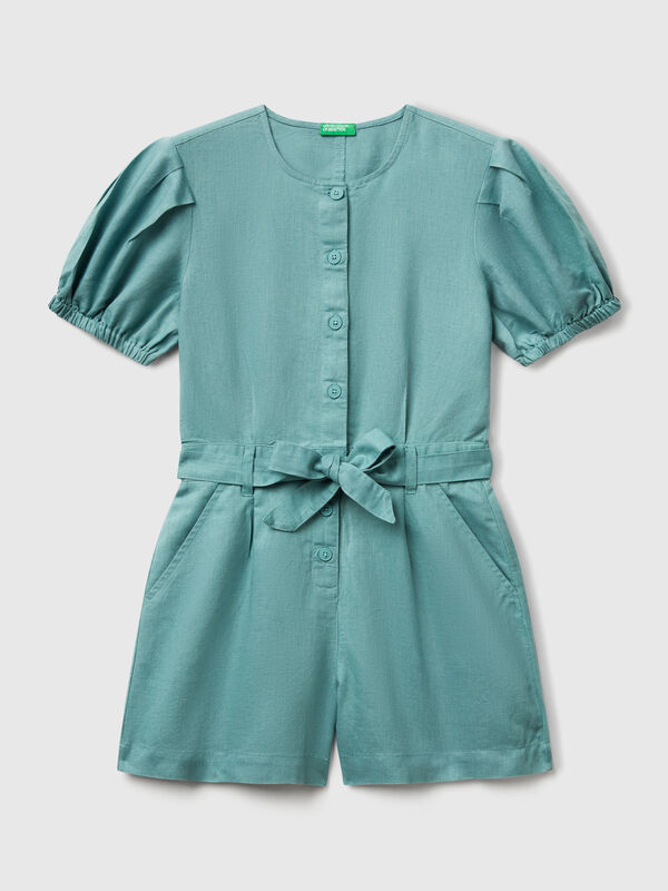 Combinaison en lin mélangé avec ceinture Filles